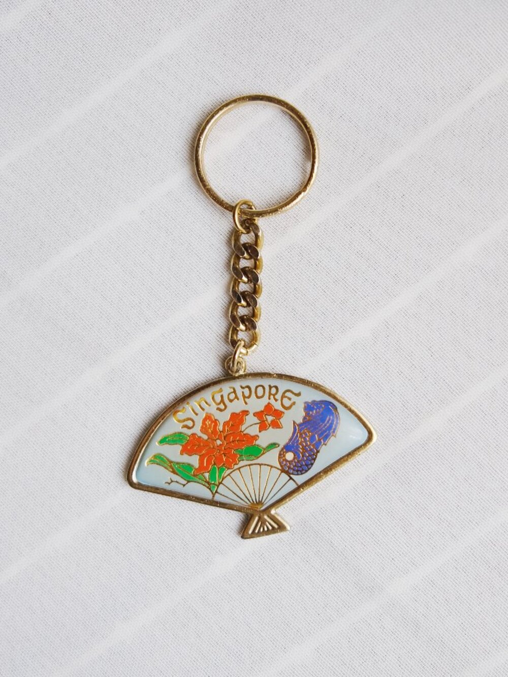 Singapore Hand Fan Style Travel Souvenir Keychain